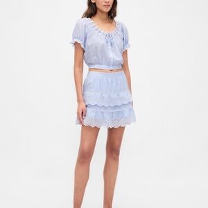 GAP Light Blue Eyelet Tiered Mini Skirt